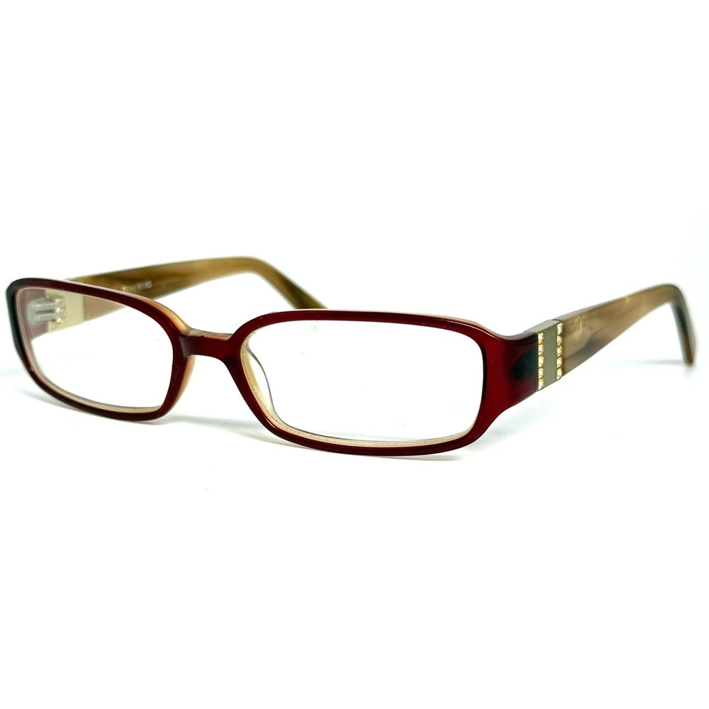 Vera Wang Eyeglasses 51-16-135 Burgundy Tan Marble Crystal Accents 163 BU